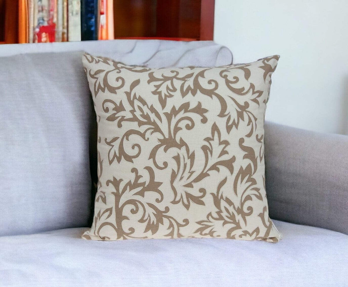 HomeRoots 100% Cotton Parkland Collection Cairo Transitional Beige Pillow Cover with Poly Insert