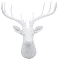Top Brass 12 1/2'' Faux White Deer Head/White Antlers Wall Decor - Modern Minimalism Taxidermy Art Sculpture