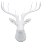 Top Brass 12 1/2'' Faux White Deer Head/White Antlers Wall Decor - Modern Minimalism Taxidermy Art Sculpture