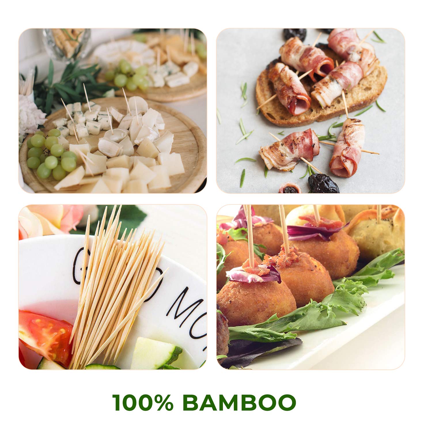 Boonboo Bamboo Toothpicks And Holder, Double-Sided, 450 Counts