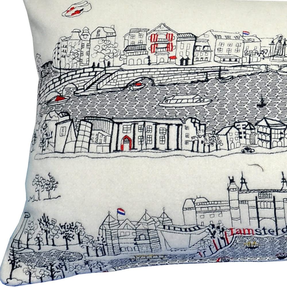 HomeRoots Cream 35' White Amsterdam Daylight Skyline Lumbar Decorative Pillow