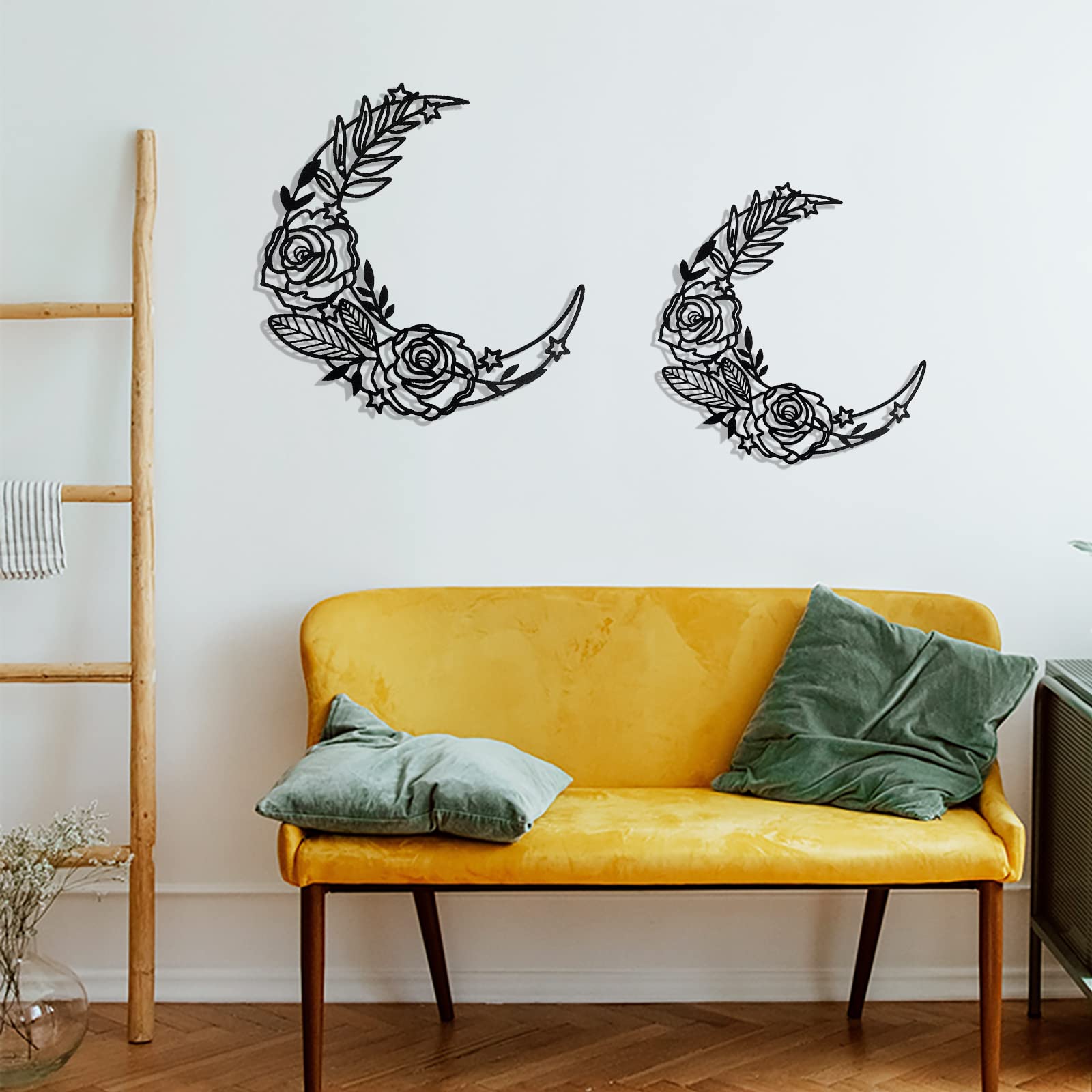 Ez4Ence Moon Decoration Wall Art Boho Moon Wall Home Decor Hanging Appearance Wall Decor Metal Wall Hanging Moon Decor Flower Wa