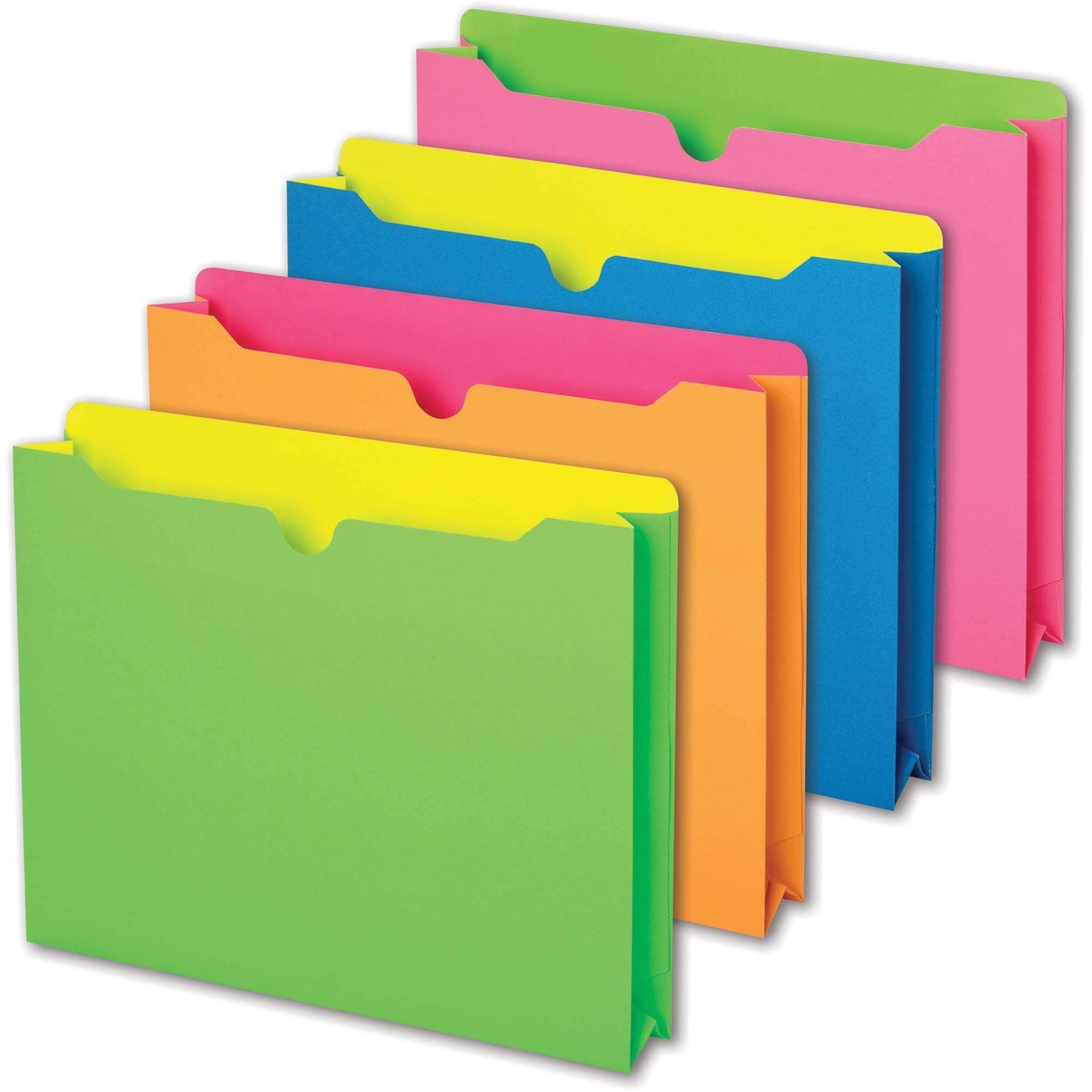 Tops Pendaflex File Jackets, 2' Expansion, Letter Size, Assorted Neon Colors, 10 Pack
