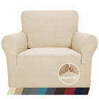 Znsayotx 1 Piece Jacquard Chair Slipcovers For Living Room High Stretch Chair Covers With Arms Anti Slip Pets Friendly Couch Sofa Armchair Cover Furniture Protector (Chair, Light Beige)