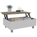 Aran Lift Top Coffee Table, Storage Compartment, White/Light Oak