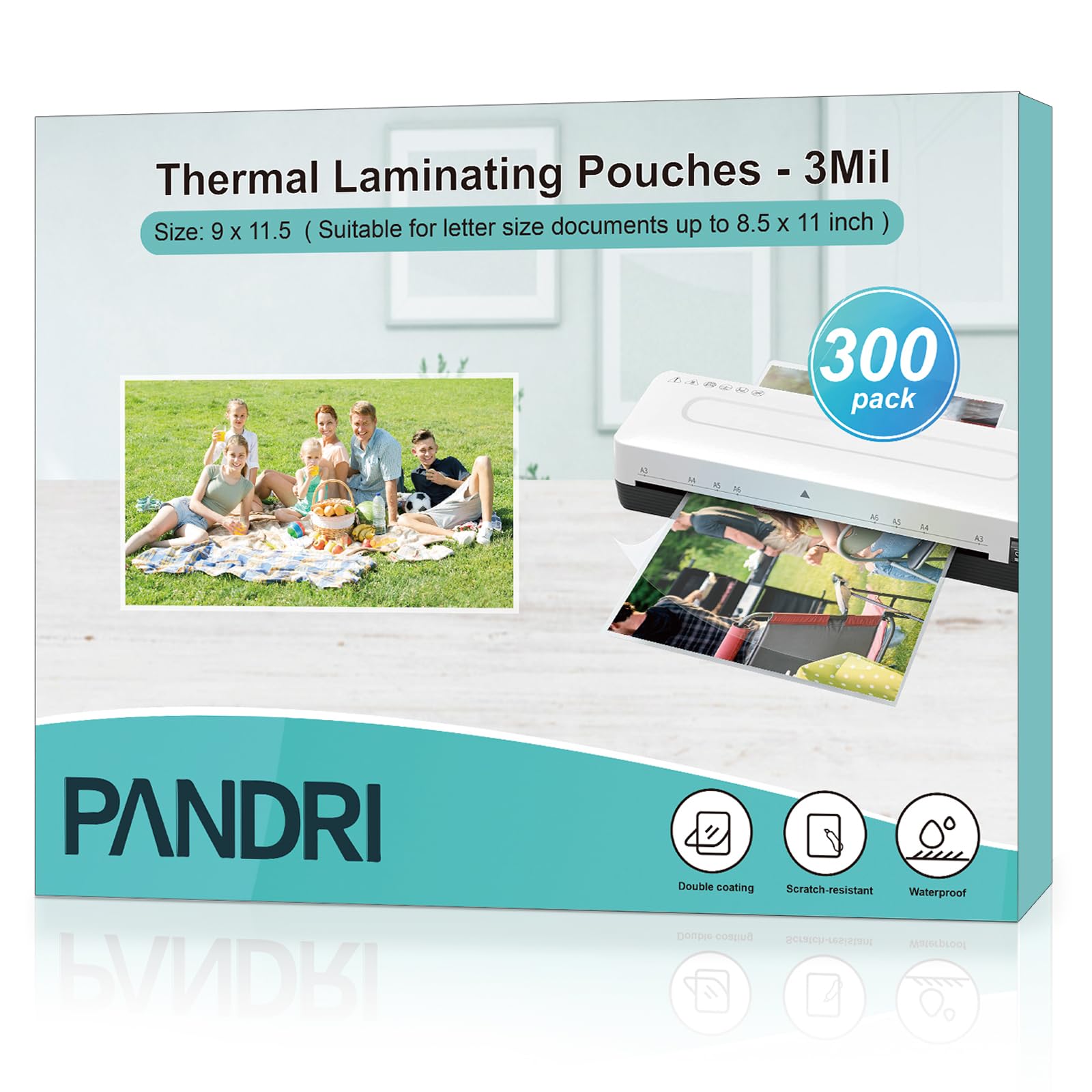 Laminating Sheets, Pandri 300 Pack Thermal Laminator Pouches Holds 8.5 X 11 Inch, 3 Mil Clear Laminator Paper 9 X 11.5 Inch, Let