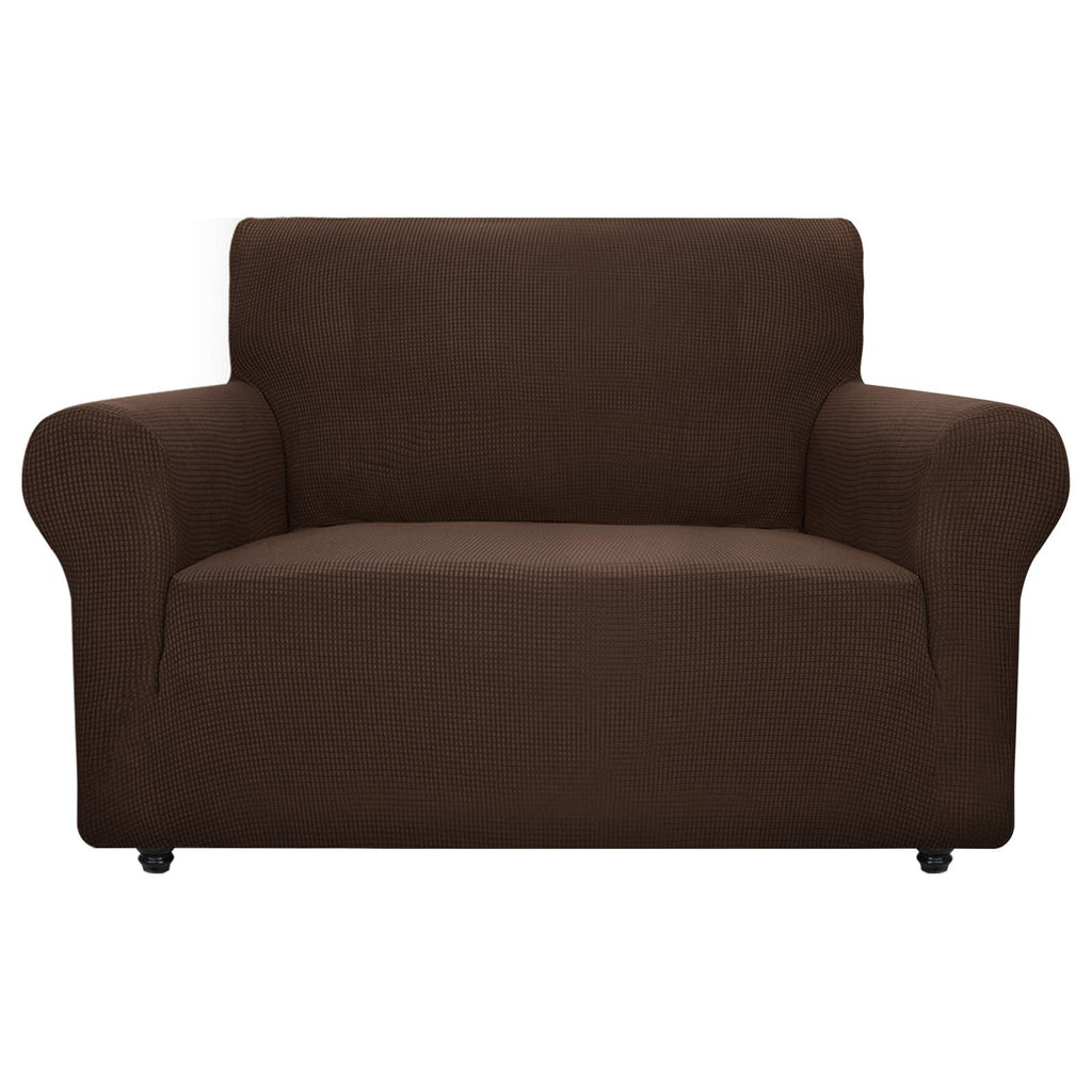 Znsayotx Super Stretch Couch Cover Love Seat Sofa Covers For Living Room Dogs Pet Friendly Furniture Protector Spandex Loveseat Slipcovers With Anti Slip Foam Sticks (Coffee, Loveseat)