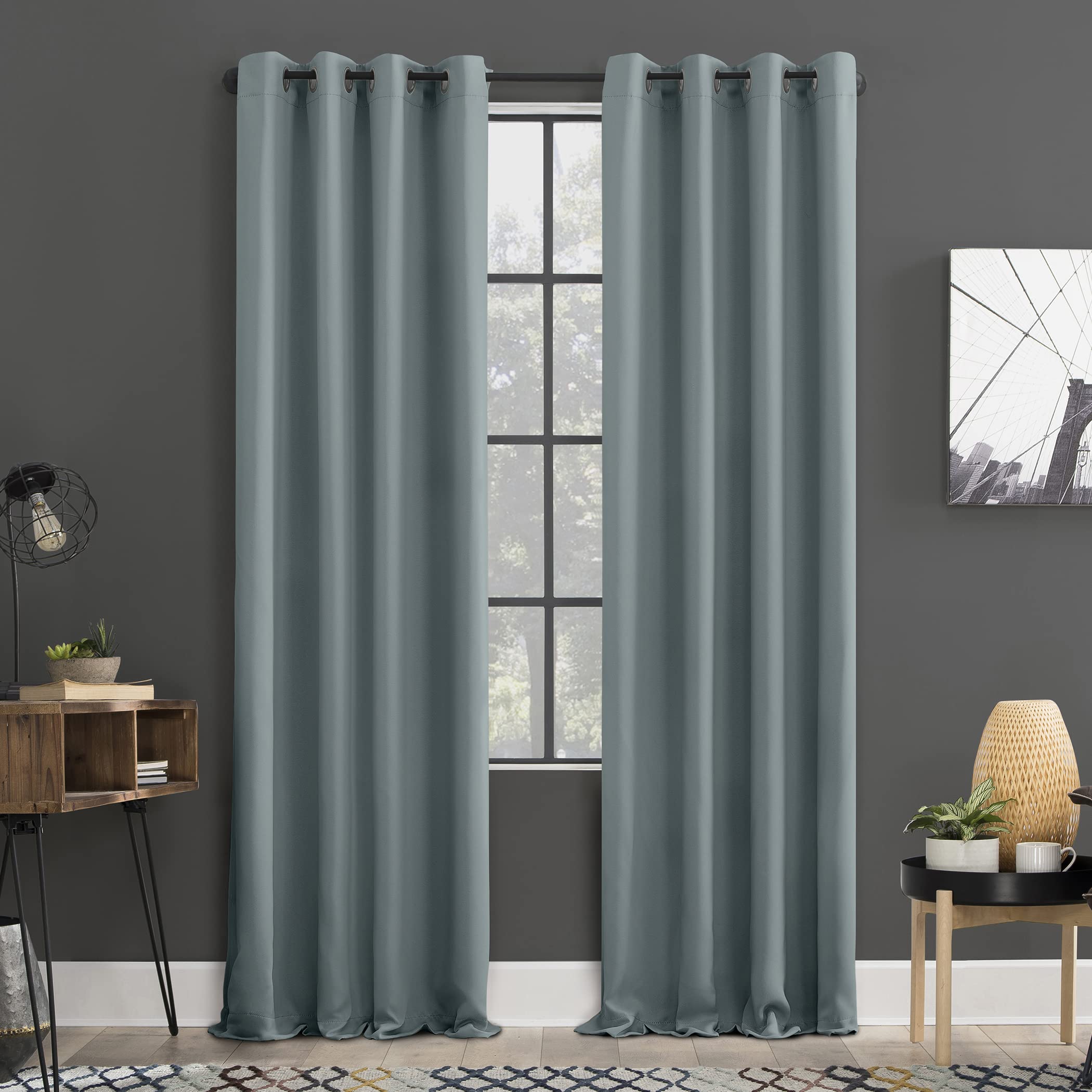 Sun Zero Soho 2-pack Blackout Energy Efficient Grommet Curtain Panel Pair, 54 x 84, Mineral