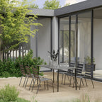 vidaXL 7-Piece Contemporary Patio Dining Set, Dark Gray - Industrial-Style Outdoor Furniture Set with Stackable Chairs, Durable Steel Construction