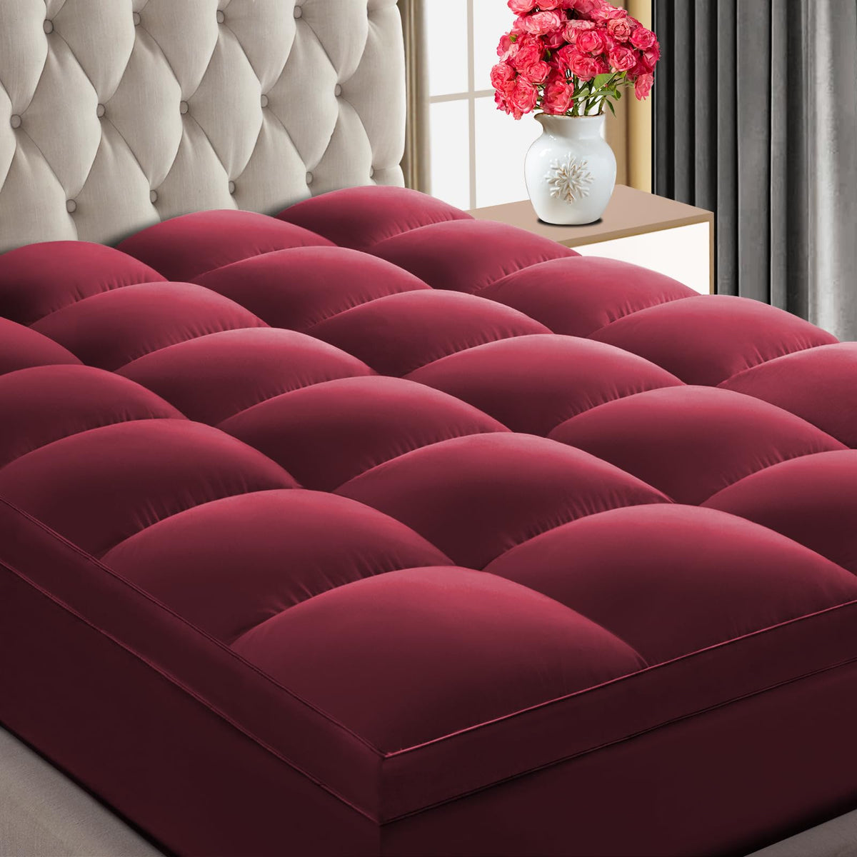 Chokit Premium 2100 Series King Mattress Topper Extra Thick Mattress Pad Cover, 400Tc Soft Plush Pillow Top For Back Pain, Cooli