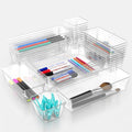 Modilic With Device Of M 25 Pcs Drawer Organizer Set Clear Plastic Desk Drawer Dividers Trays Dresser Storage Bins Separation Bo