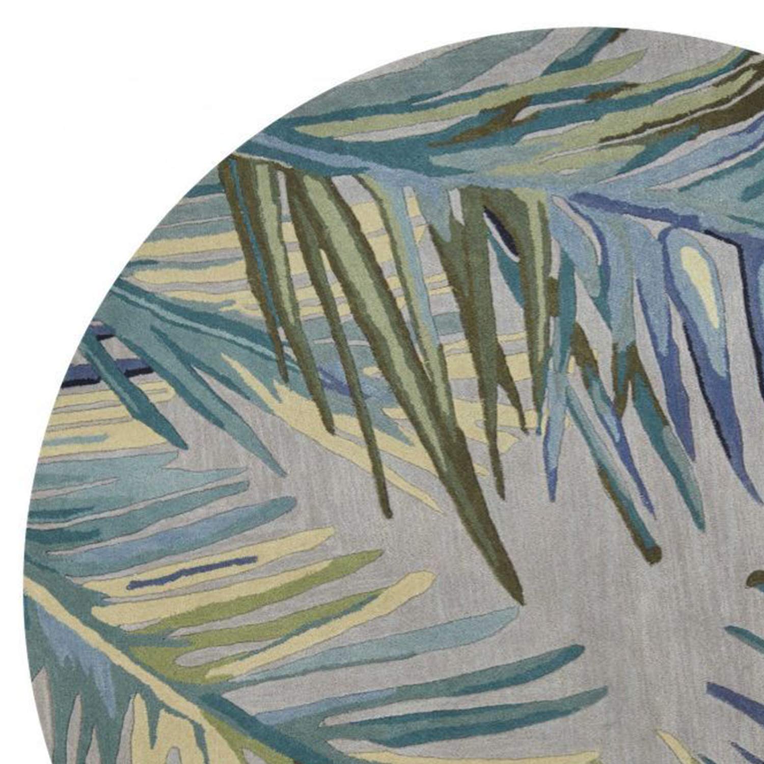 HomeRoots Wool 6' Grey Blue Hand Tufted Tropical Palms Indoor Area Rug
