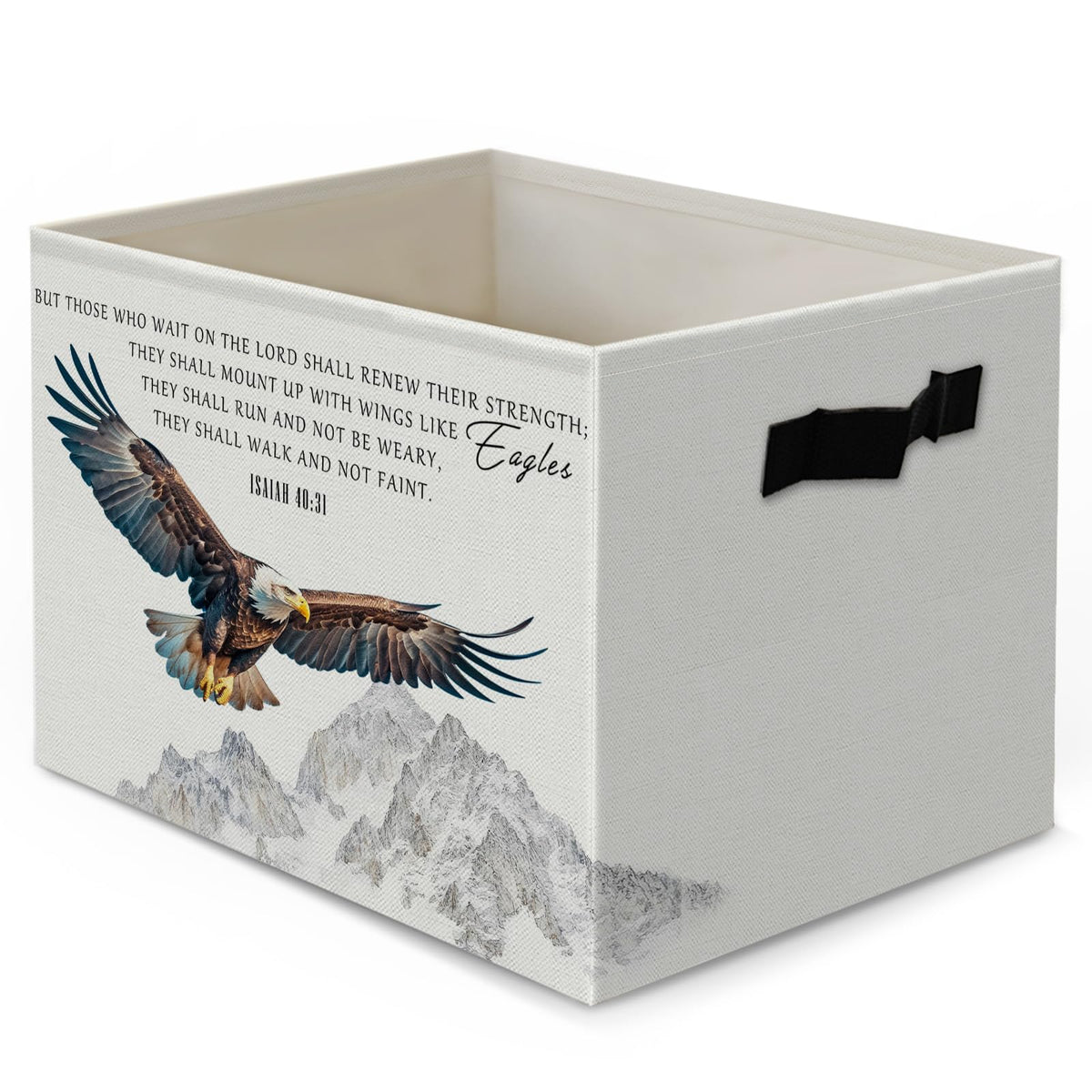 Yjeslw Christian Foldable Storage Bins Box, Eagle Bible Verse Religious Collapsible Fabric Organizer Basket with Handles Toybox 
