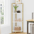 Hzuaneri Corner Shelf Stand, Corner Bookshelf, Storage Standing Shelf Unit With Metal Frame, Plant Stand, Corner Bookcase For Living Room, Home Office, Bedroom, 4-Tier White Gold Cs05803A