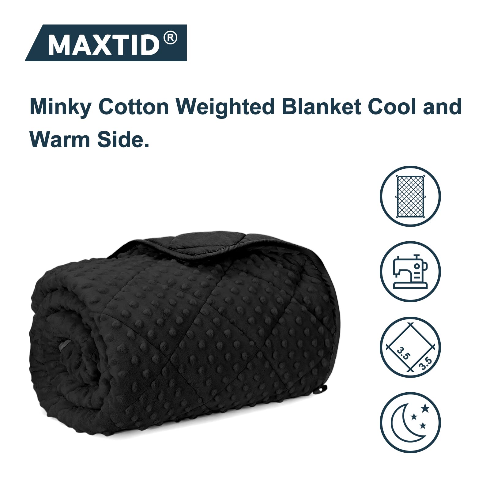 Maxtid Kids Weighted Blanket 3 Pound Reversible Heavy Blankets Black 36'X48' Hush Warmed Blanket Gifts