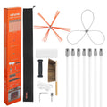 VEVOR Chimney Sweep Kit, 23 ft Maximum Extendable Length Chimney Brush, Chimney Cleaner Sweeper with Dual Brush Heads, Brush & G