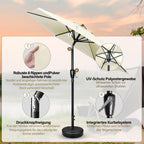 Simple Deluxe 9Ft Outdoor Patio Umbrella Table Market Umbrella With Push Button Tilt And Crank, 8 Sturdy Ribs, Uv Protection Waterproof For Garden, Lawn, Deck, Backyard, Pool, Creamy White