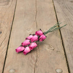 Pink Roses With Burgundy Tips Bunch Of 8 Closed Bud Wooden Roses For Crafts Custom Bouquets And Other Diy Projects. Choose Form
