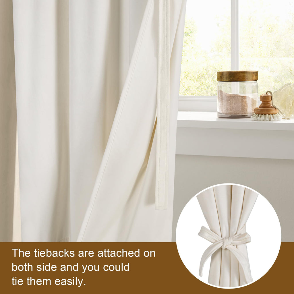 Dwcn Velvet Curtains 84 Inches Long - Room Darkening Noise Absorb Tieable Grommet Curtains & Drapes Warm Soft Texture Privacy Dr