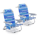 Giantex 2-Pack Backpack Beach Chair - Foldable Camping Chair With 5 Adjustable Position, Cup Holder, Storage Pockets, Straps, To