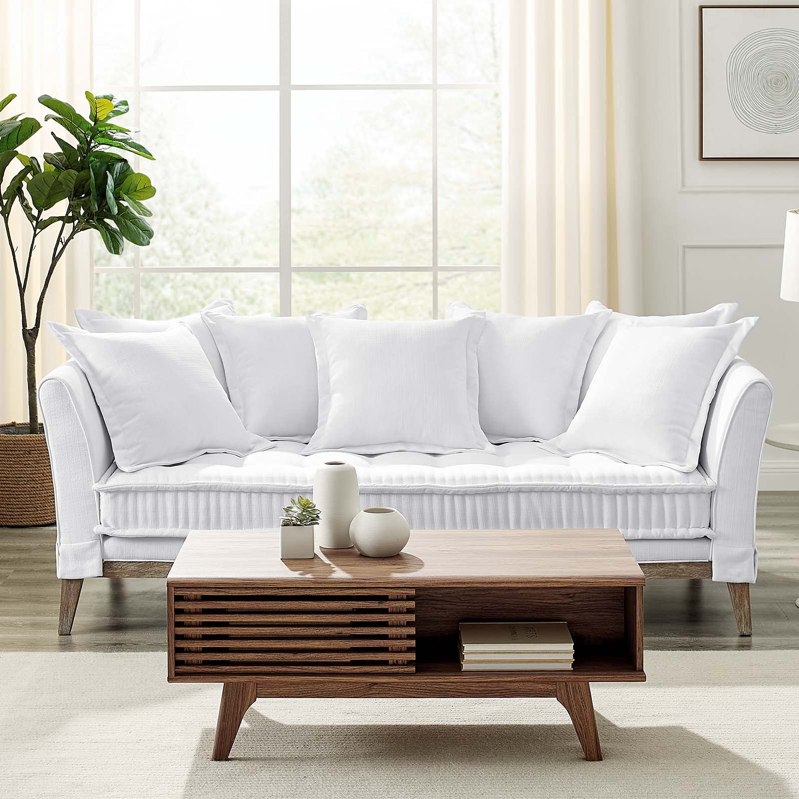 Modway EEI-4909-WHI Rowan Fabric Sofa, White