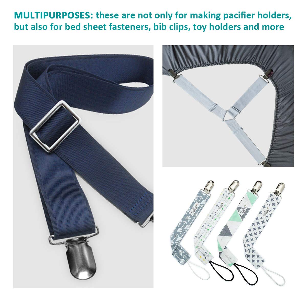 Raytour 20 Pieces Men Suspender Clips Heavy Duty Bed Sheet Fasteners Clips Sheet Straps Holder Fasteners Clips