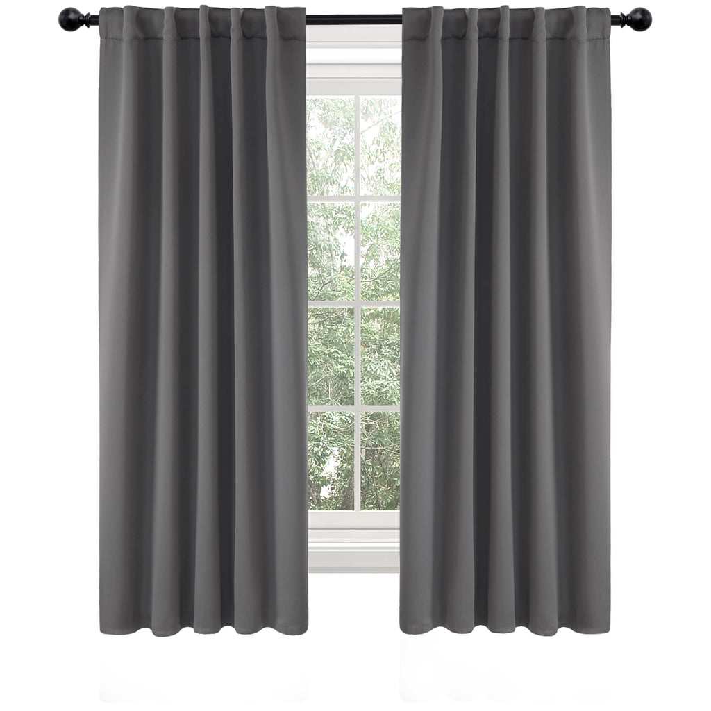 Deconovo Dark Grey Blackout Curtain Panels For Bedroom, Back Tab And Rod Pocket Curtains For Kids Bedroom, 42X72 Inch, Set Of 2 Panels