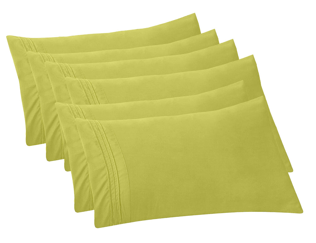 Elegant Comfort 6-Pack Solid Pillowcases 1500 Premium Hotel Quality Microfiber - Smooth Weave, Wrinkle And Fade Resistant, Easy Slip-On, 6-Piece Set, King Pillowcase, Pistachio Green