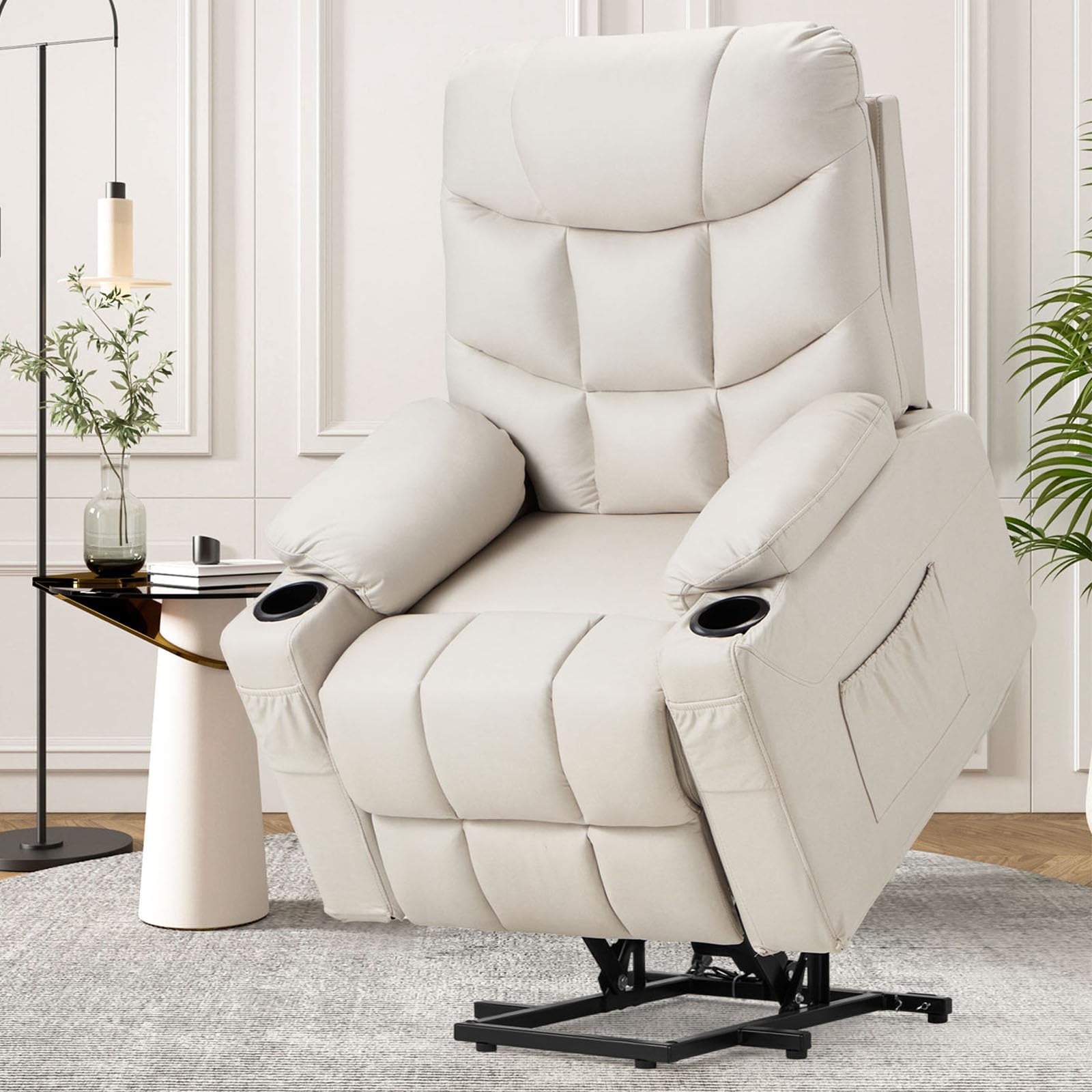 Esright Power Lift Recliner For Elderly, Electric Lift Chair With Heated Vibration Massage,Heavy Duty Electric Recliner With Sid