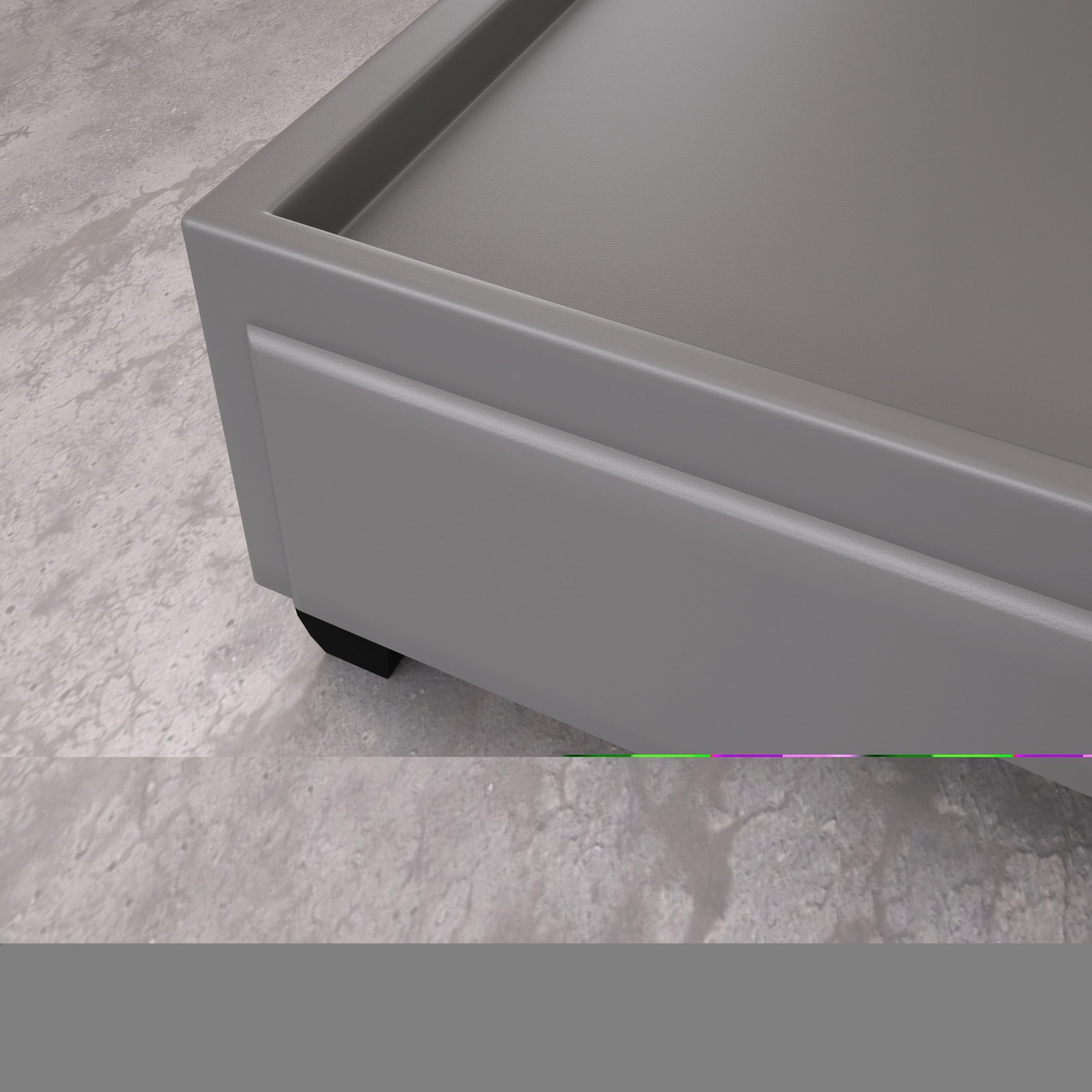 Boyd Sleep Parma Upholstered Platform Bed Frame Mattress Foundation With Dual Front Storage Drawers And Strong Wood Slat Supports: Button Tufted Faux Leather, Grey, Queen