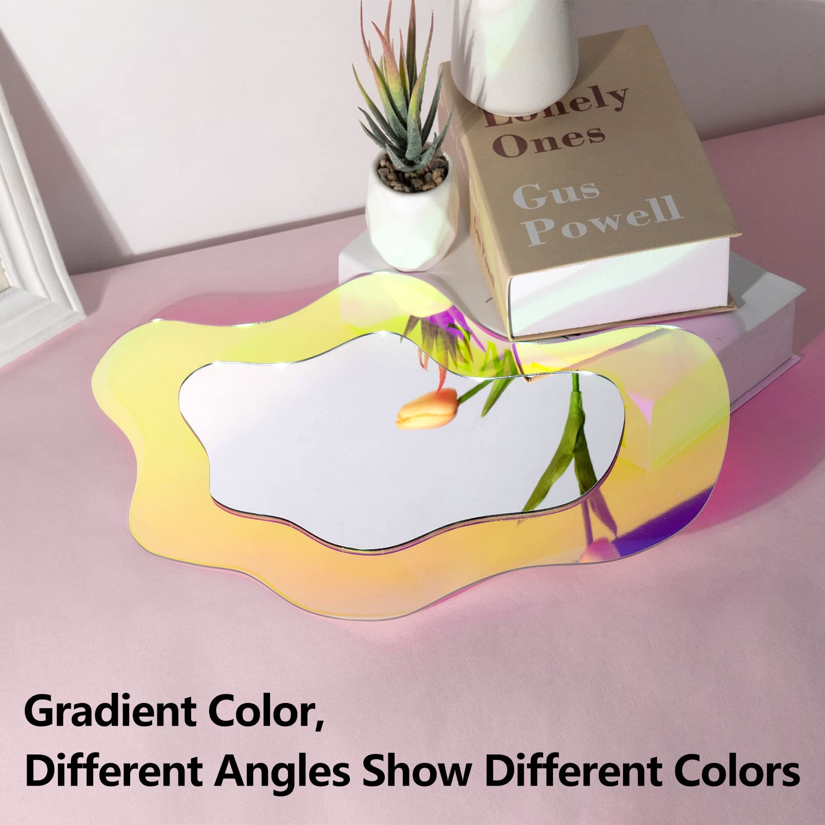 Irregular Wall Mirror Wavy Acrylic Rainbow Mirror Room Decor Aesthetic Mirror Amorphic Vanity Retro Mirror For Bedroom Living Ro