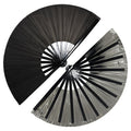 dmjuncong Large Folding Hand Rave Fan,Clack Handheld Fan,Black Colors Hand Fan,for Festivals, Rainbow Outfits,Disco Party,Home D