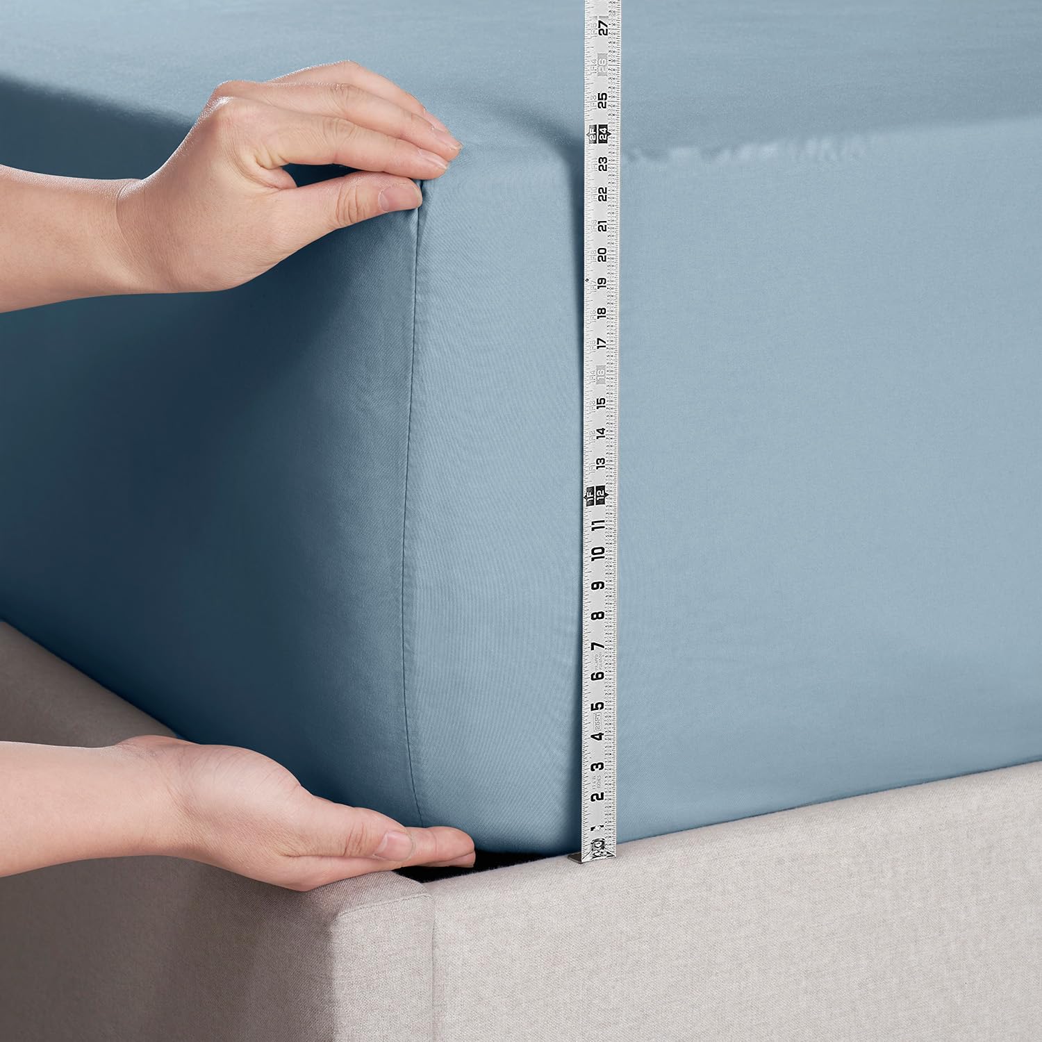 Nestl Extra Deep Pocket Full Fitted Sheet, Stone Blue Full Size Fitted Sheet Only, 1800 Microfiber Fitted Bed Sheet, Ultra Soft Full Bed Fitted Sheet Fits Up To 24 Inch Mattress