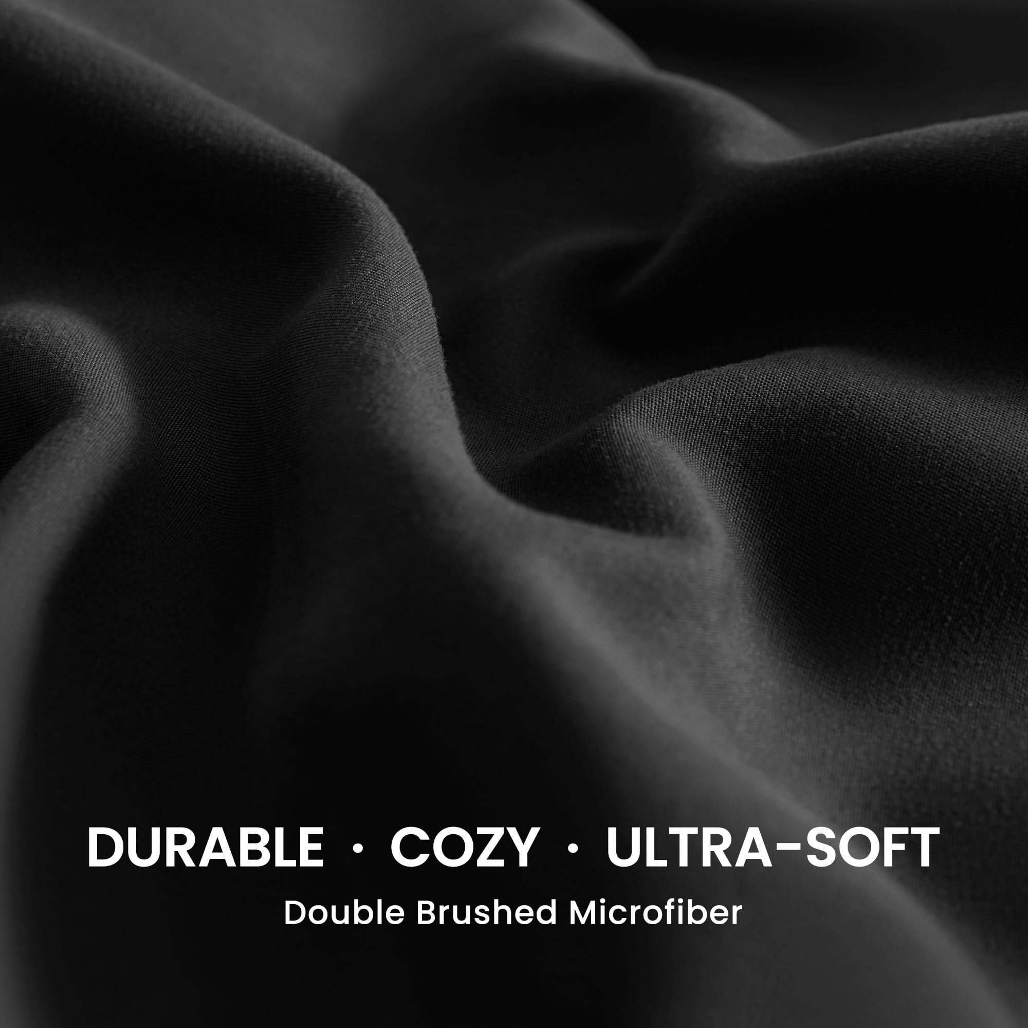 Sleep Zone Nanotex Super Soft Cooling Twin Bed Sheets Set For Kids 3 Piece - Easy Care Fitted Flat Sheet & Pillowcase Sets - Wrinkle Free, Fade Resistant, Deep Pocket 16' (Black, Twin)