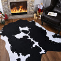 Comeet Faux Cowhide Rug 4.6 x 5.2 Feet, Large Cow Rug Thickened Cow Print Rug, Non-Slip Faux Animal Printed Area Rug Western Dec