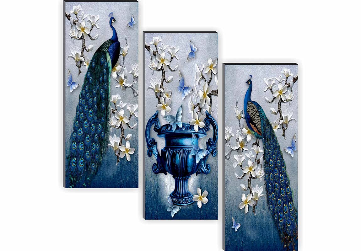 SAF 6 MM MDF Peacock Designer Self Hanging Adhesive Digital Reprint 15 inch x 18 inch Painting SANFJ94