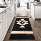 Tanvill Boho Bathroom Rugs Runner Black Aztec Bath Mat Non Slip Long Bath Rug Soft Absorbent Microfibe Large Floor Mat For Bathr