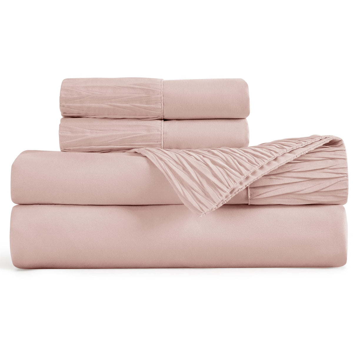 Bedsure Queen Sheet Set - Soft 1800 Sheets For Queen Size Bed, 4 Pieces Hotel Luxury Dusty Pink Sheets Queen, Easy Care Polyeste