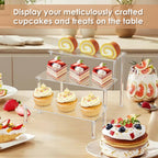 Acrylic Display Risers,Clear Display Risers Stand Small Mini Shelf 3 Tiered Cupcake Stand For Food Desserts Stand Shelves For Pa