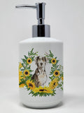 Caroline's Treasures CK2981SOAP Cairn Terrier in Sunflowers Ceramic Soap Dispenser Hand Soap Dispenser Pump Bottles for Bathroom