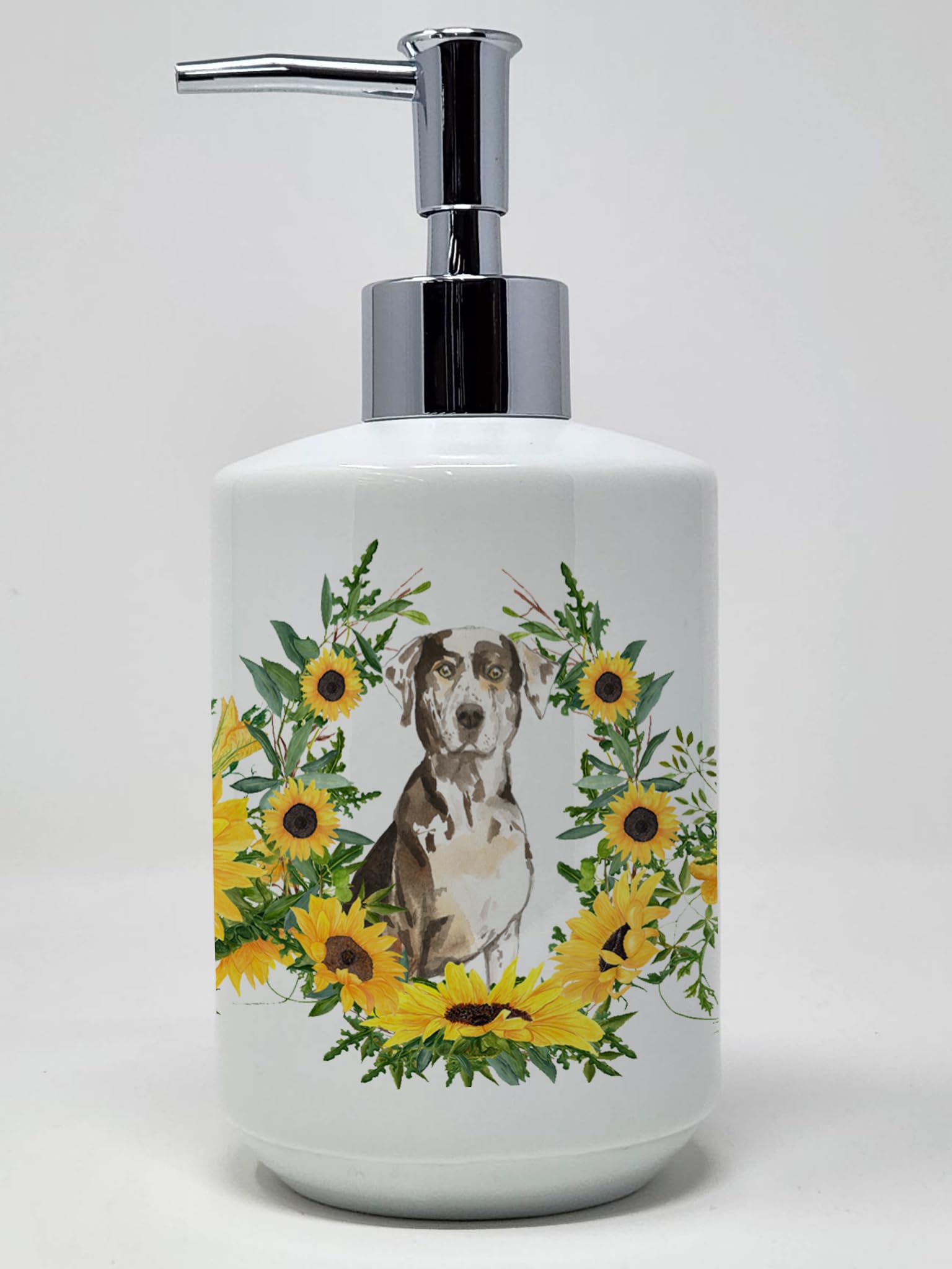 Caroline's Treasures CK2981SOAP Cairn Terrier in Sunflowers Ceramic Soap Dispenser Hand Soap Dispenser Pump Bottles for Bathroom