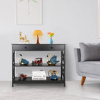 Super Deal Wood Console Table 3 Tier Sofa Table With Drawer And Storage Shelves Narrow Entryway Table Hallway Table For Living Room Bedroom, Stable X Frame Design, 39.5 Inch Long Black