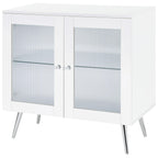 Coaster Home Furnishings Nieta 2-Tier Accent Cabinet with Glass Shelf White High Gloss and Chrome