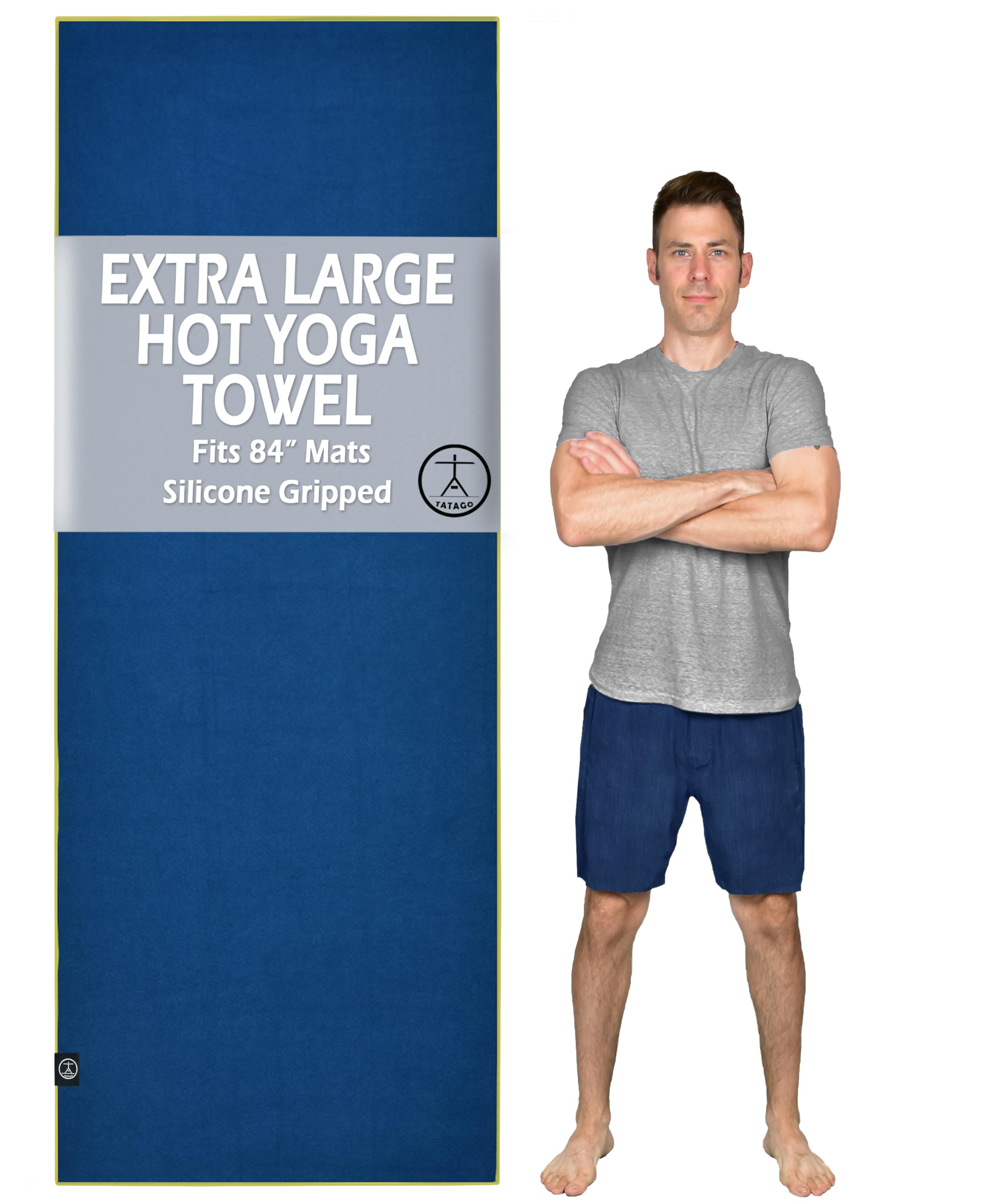 Tatago Hot Yoga Mat Towel Non Slip for Hot Yoga (72-84 inch Mats) Our Hot Yoga Towel Non Slip Silicone Dabs & Absorbent Microfib