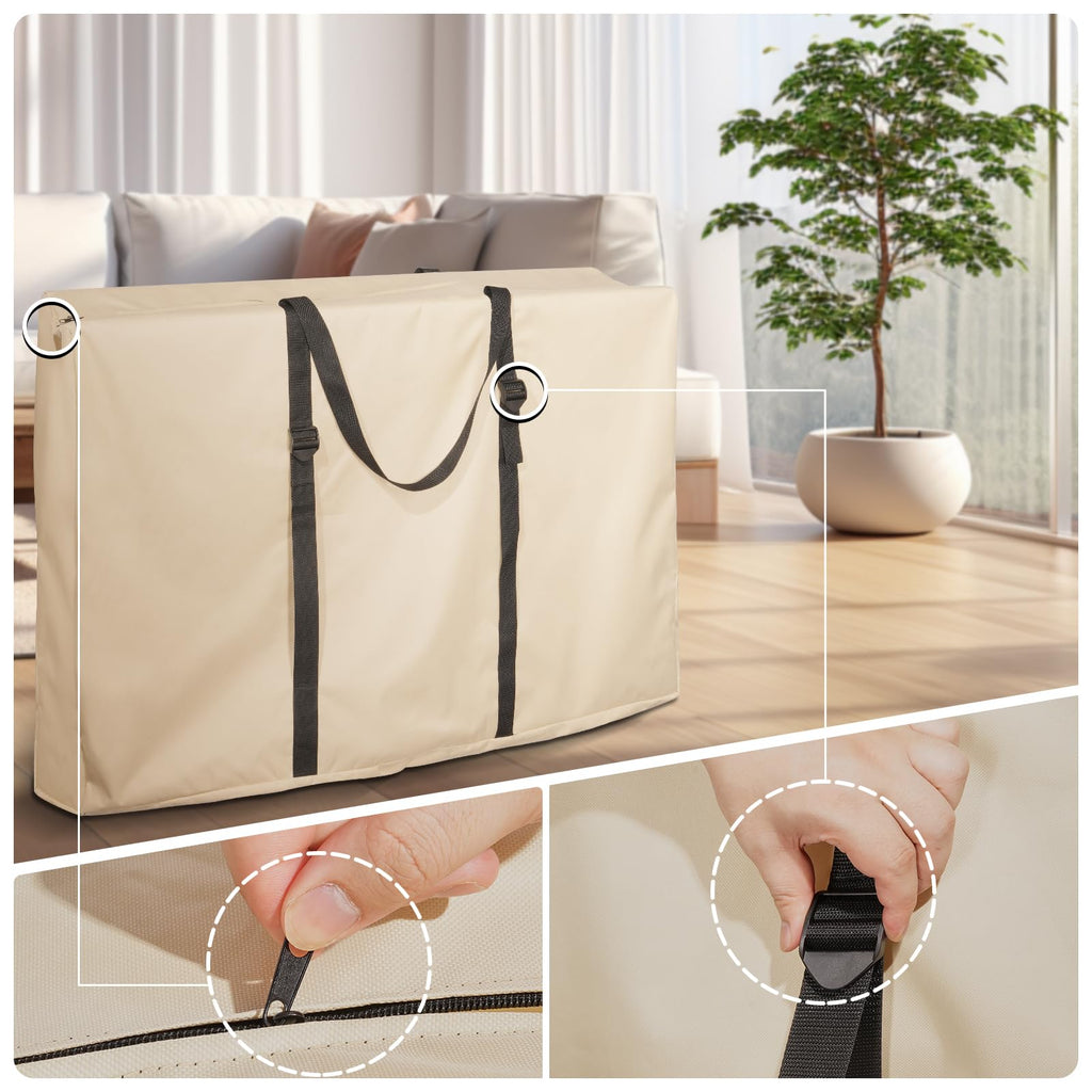 Large Outside Folding Chair Storage Bag With Zipper And Handles, 600D Folding Chair Carry Bag For Zero Gravity Chair Cover, Portable Folding Lounge Chair Carrying Bags, 43' L X 11' W X 29' H (Beige)