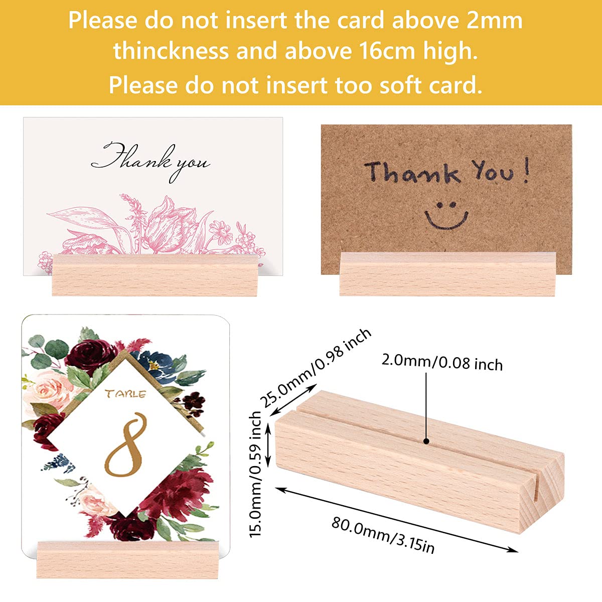 8 Pieces Wood Place Card Holders Table Number Holders Rustic Table Number Stands Wooden Sign Holders For Wedding Party Table Dec