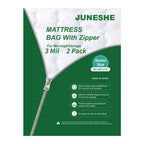 JUNESHE 2 Pack Queen Mattress Bags for Moving and Storage-3 Mil Zipper Plastic Waterproof Mattress Storage Bags