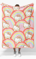 Hello Kitty Rainbow Plush Travel Throw Blanket - Measures 40 X 50 Inches - Super Soft Lightweight Bedding