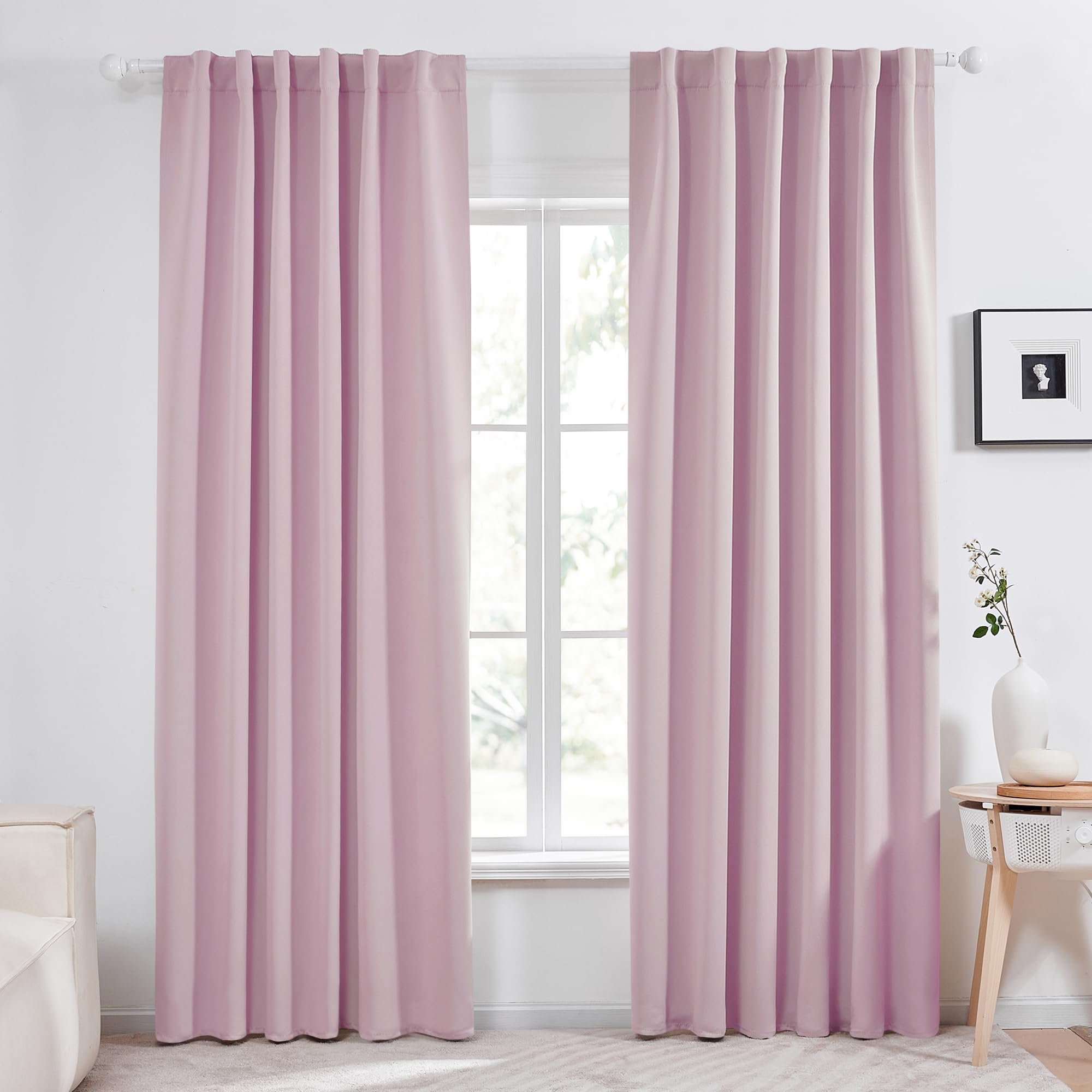 Deconovo Blackout Curtains For Nursery, Insulated Thermal Blackout Blinds - Rod Pocket And Back Tab Curtains, Room Darkening Curtains, 52X84 Inch, Lavender, 2 Panels