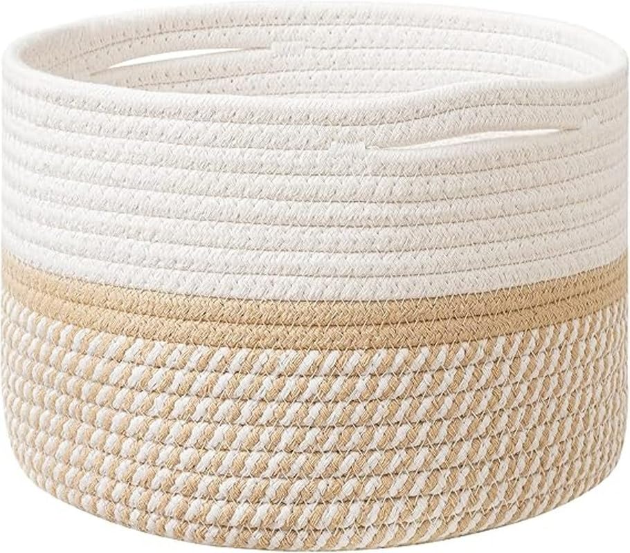 Gratify, Small Cotton Rope Storage Basket, Woven Bin With Handles, Baby Nursery Organizer, Perfectly Sized At 9 X 7, Use In Livi